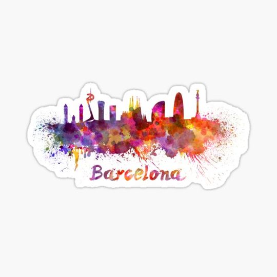 Discover Barcelona skyline in watercolor
