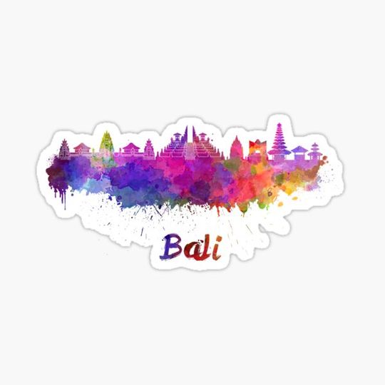 Discover Bali skyline in watercolor
