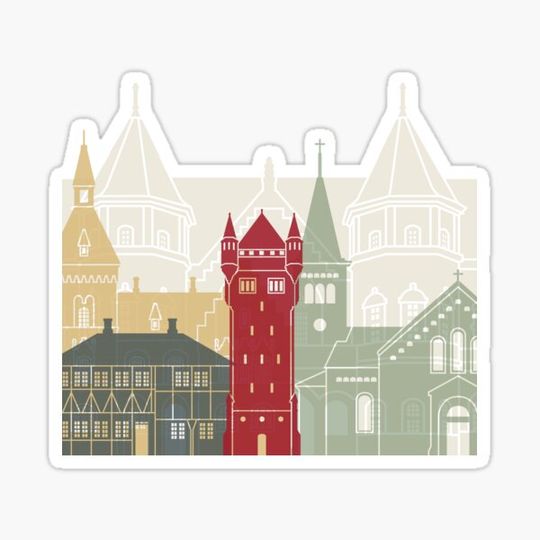 Discover Esbjerg skyline poster