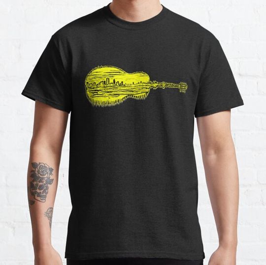 Discover Acoustic Guitar City Skyline Yellow Summer Vibe
