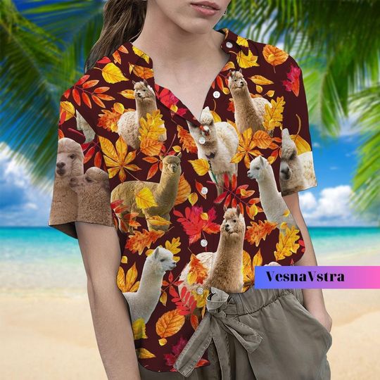 Discover Alpaca Hawaiian Shirt, Llama Hawaiian Shirt, Funny Button Up Shirt