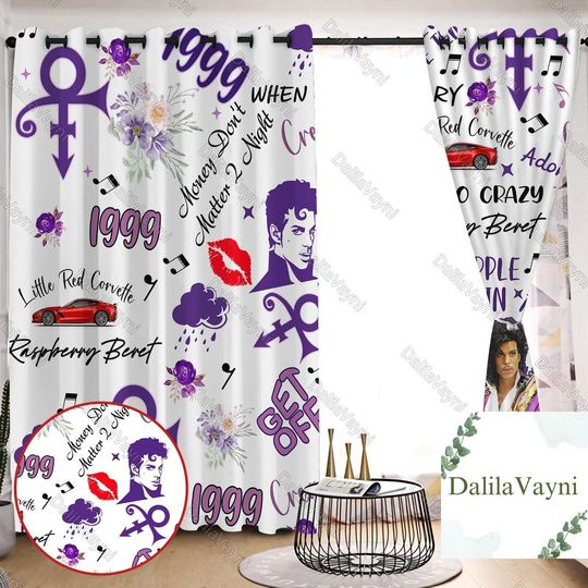 Discover Halloween Prince Purple Window Curtain, Pur Rain Curtains, Living Room Curtain, Prince Music Door Curtain