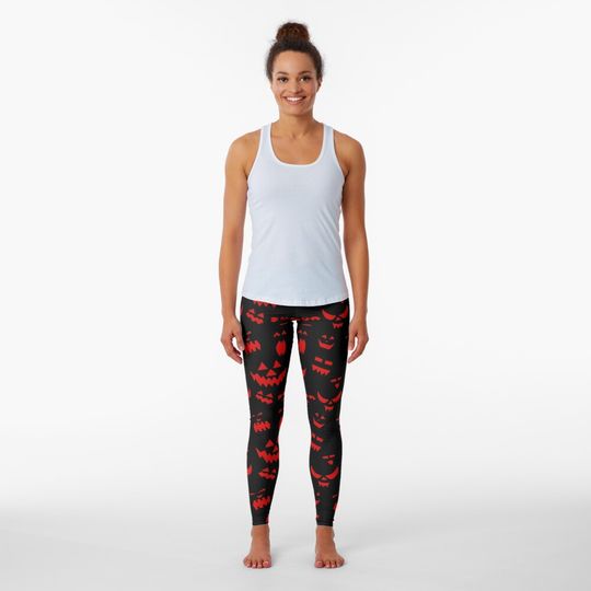 Discover Halloween cute red and black pattern Leggings