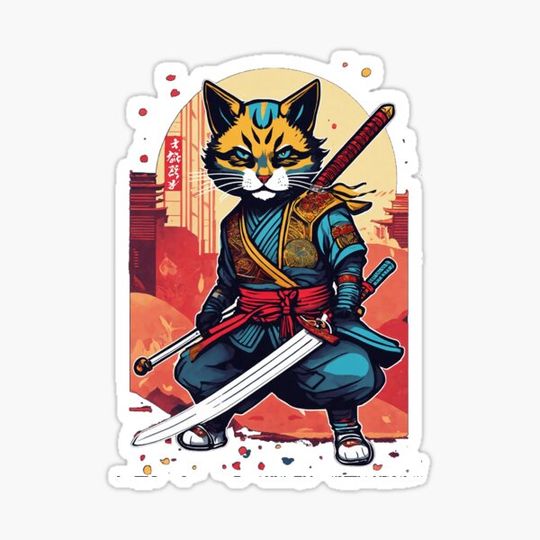 Discover Samurai Cat with catana ready to fight