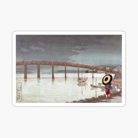 Discover View of Tokyo's Shin-Ohashi Bridge in Rain - Kobayashi Kiyochika