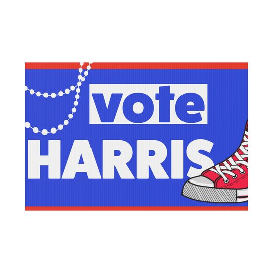 Discover Pearls and Chucks Vote Kamala Harris Plastic Yard Sign