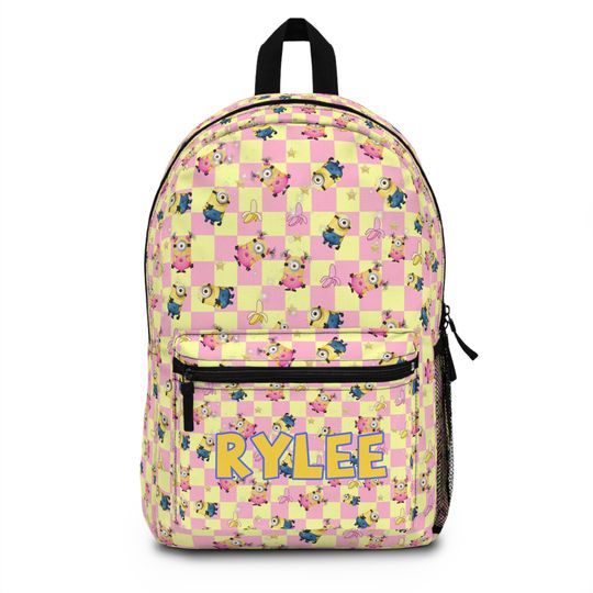 Discover Minion Checkerboard Banana Back To School Personalized Backpack