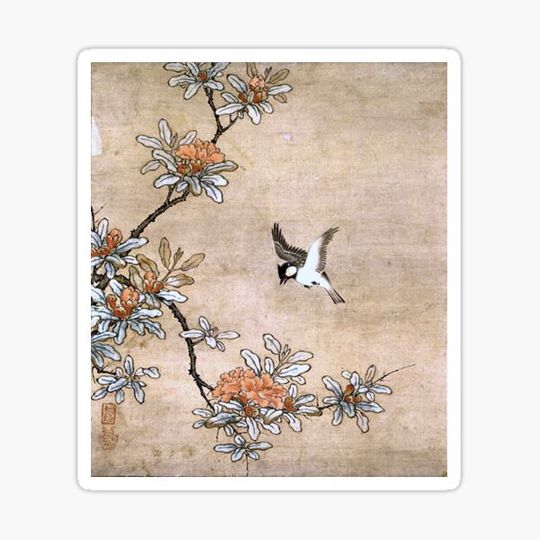 Discover Titmouse with Pomegranate Flowers
