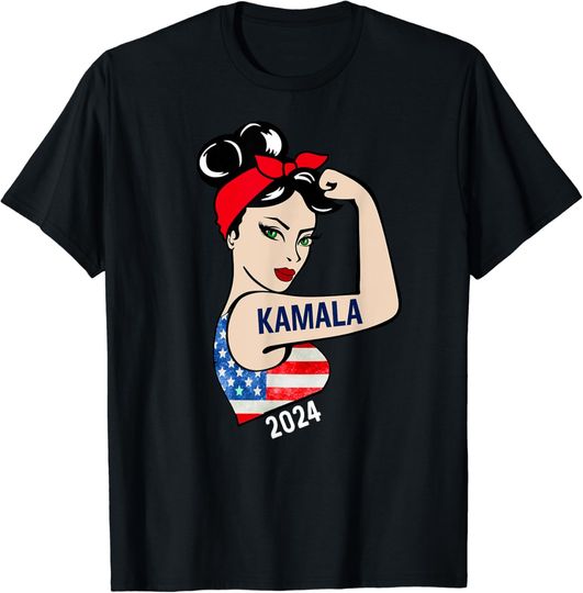 Discover kamala harris 2024 President women funny America flag vote T-Shirt