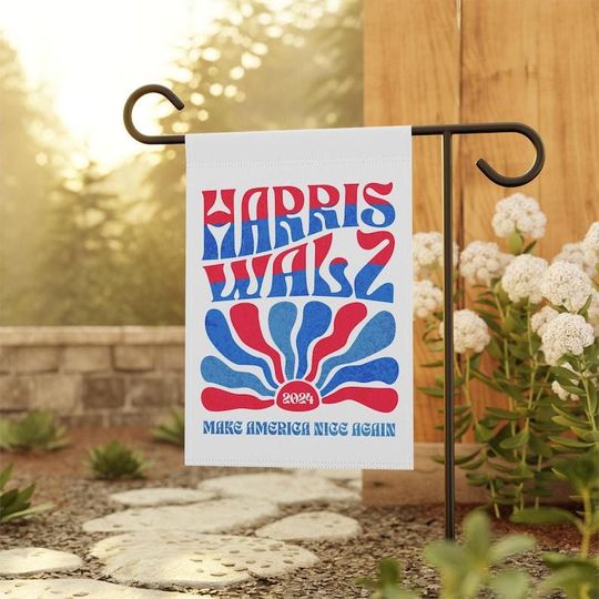 Discover Harris Walz 2024 Garden Flag Kamala Harris 2024 Vintage Boho Flag
