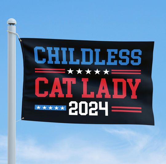Discover Childless Cat Ladies Kamala Harris 2024 Election House Flag, President Harris Support