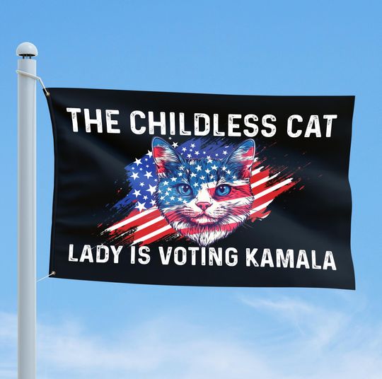 Discover Childless Cat Ladies Kamala Harris 2024 Election House Flag, President Harris Support