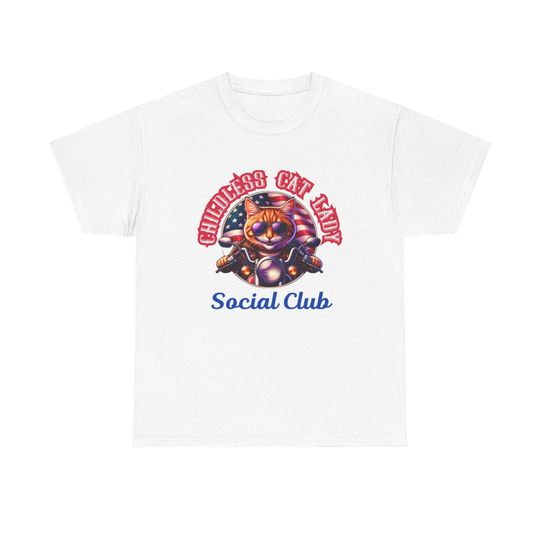 Discover Motorcycle Cat Tee - Childless Cat Lady Soociial Clubb Shirt