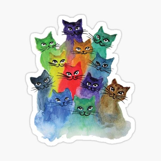 Discover Watercolor Colorful Cats