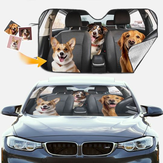 Discover Custom Pet Photo Auto Windshield Sun Shade, Personalized Dog Picture Block UV Rays Sun
