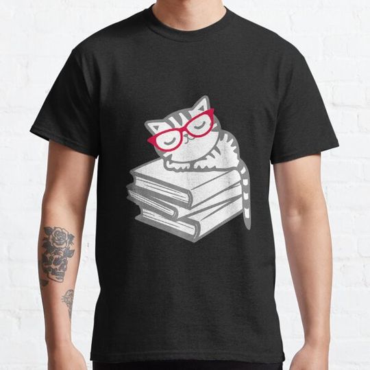 Discover Cat Book Nerd Reader With Glasses Cute