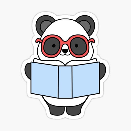 Discover panda reading book nerd glasses