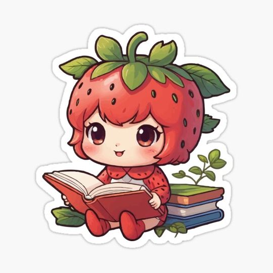 Discover Cute fruits strawberry reading a book