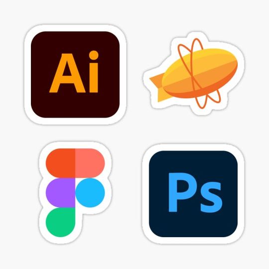 Discover ★ Adobe Illustrator, Zeplin, Figma, Adobe Photoshop - 4x Design Tool Sticker Pack