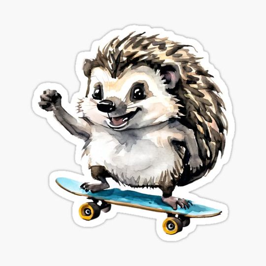 Discover Cute Smiling Hedgehog Riding a Skateboard