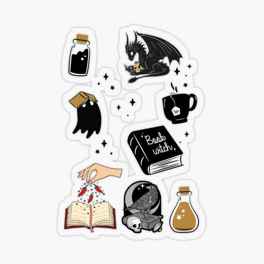 Discover Fantasy Bookish Sticker Bundle, Ghosts and Dragons, Book Addict Gifts for All Occasions