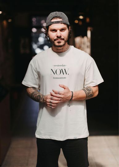 Discover Now motto print white Oversize t-shirt, Basic cotton motivational men's plain t-shirt