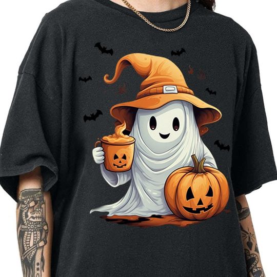 Discover Halloween Ghost  Shirt, Cute Ghost Shirt, Womens Halloween Shirt, Cute Fall Shirt