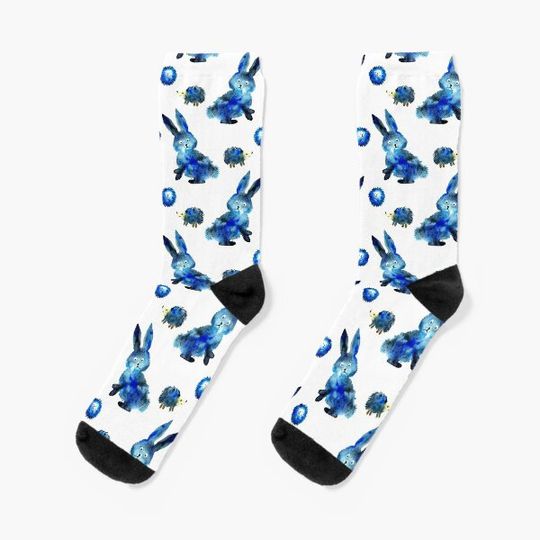 Discover pattern rabbit and hedgehog in the form of watercolor blots