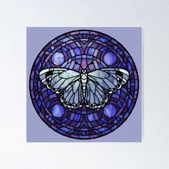 Discover Silver Moth Round Purple Stained Glass