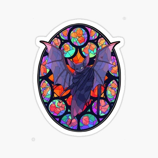 Discover Colorful stained glass bat halloween 2023