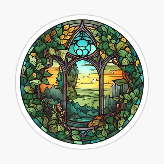 Discover Golden Hour in the Elven Woodlands Stained Glass