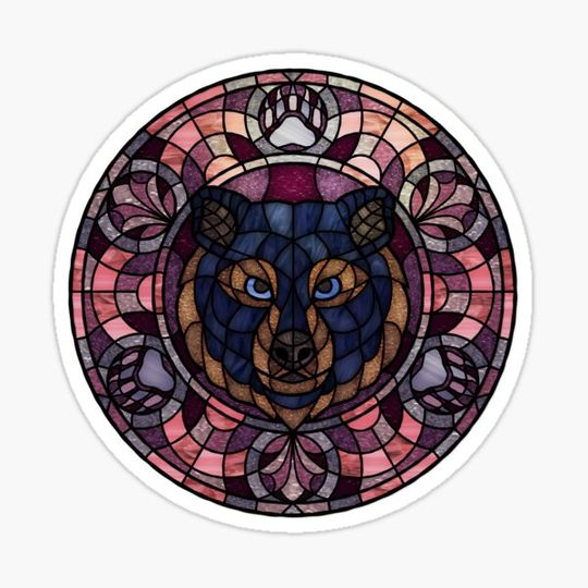 Discover Black Bear Pink Round Stained Glass