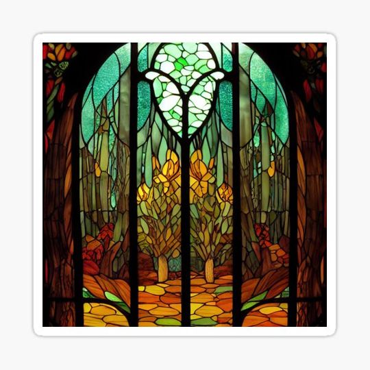 Discover Forest Stained Glass 9 Abstract AI Generated Art
