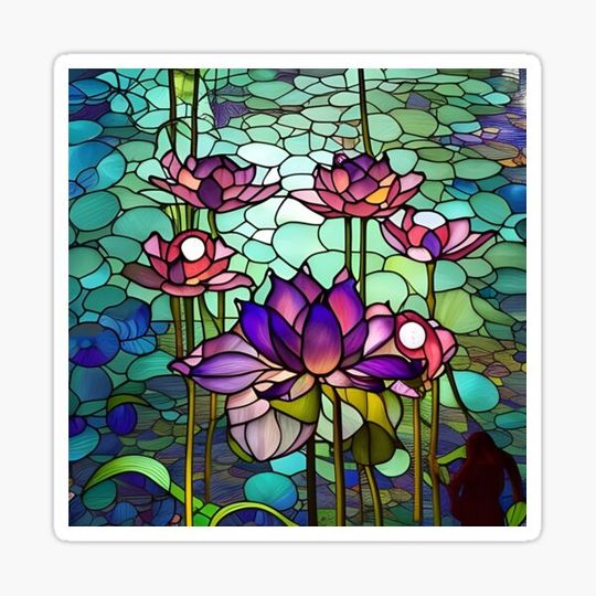 Discover Stained Glass Purple Lotus Flowers