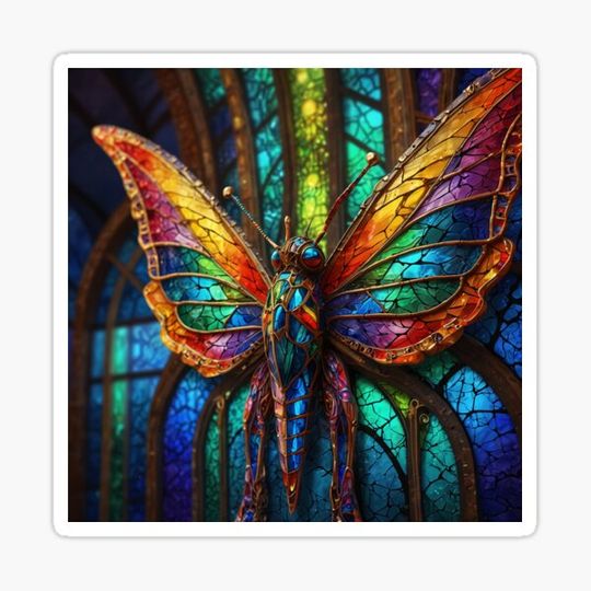 Discover A.I. Stained Glass Butterfly 010 FunFractals ChromaDepth 3D