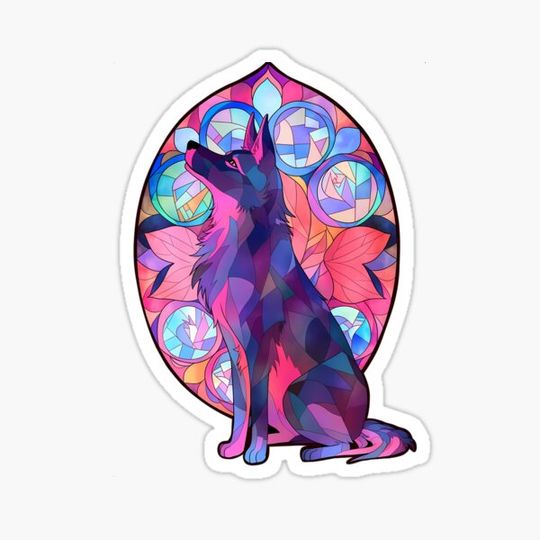 Discover Colorful Stained Glass Wolfdog