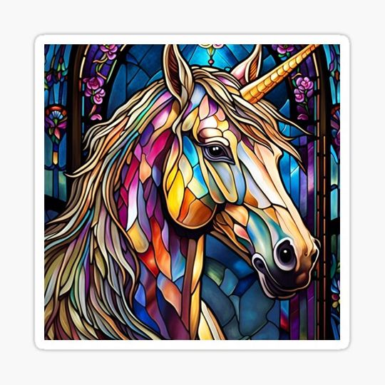 Discover Stained Glass Colorful Unicorn