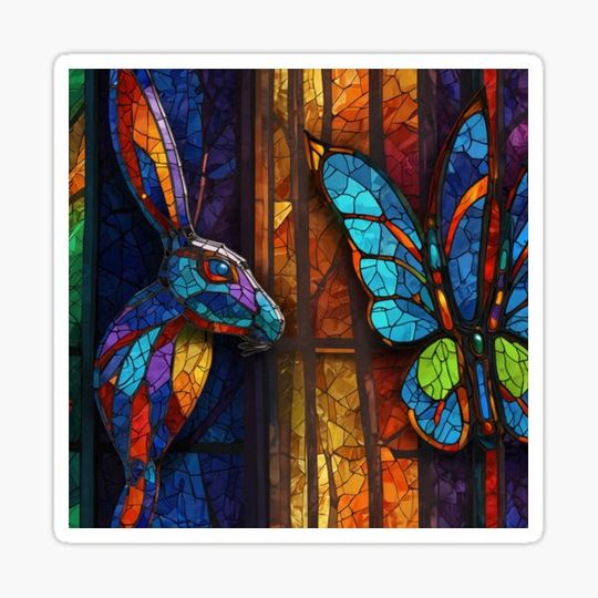 Discover A.I. Stained Glass Bunny 021 FunFractals ChromaDepth 3D