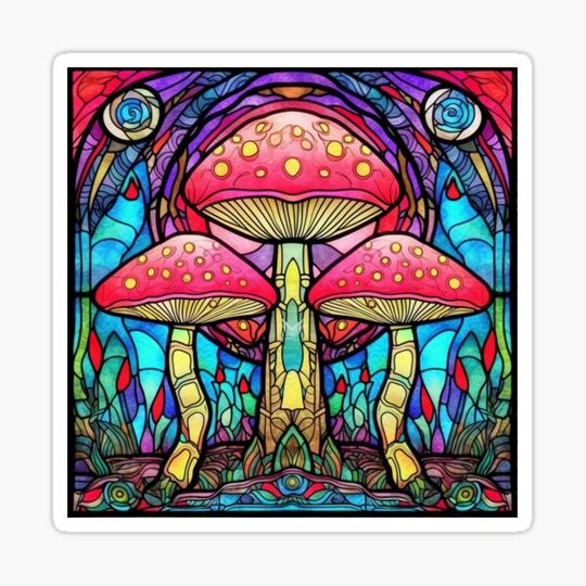 Discover Stained Glass Mushrooms Pattern
