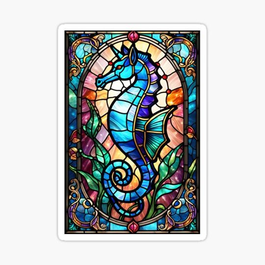 Discover Seahorse fantasy stained glass