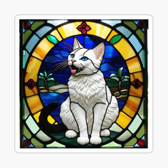 Discover Cat - Stained Glass Window