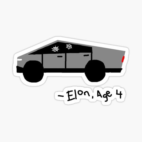 Discover Future Electric EV CyberTruck Pickup by Elon Musk Kid's Drawing Funny Design
