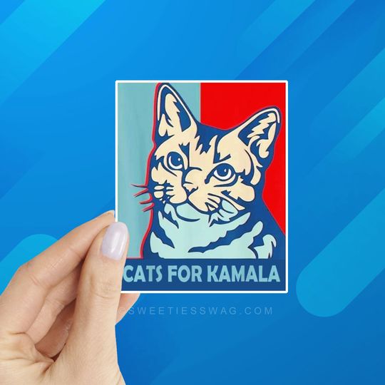 Discover Cats for Kamala Harris Waterproof Laptop Water Bottle Vinyl Sticker