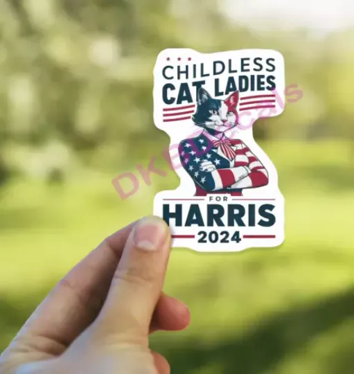 Discover CAT LADIES FOR KAMALA 2024 - Kamala Harris - Vinyl Sticker