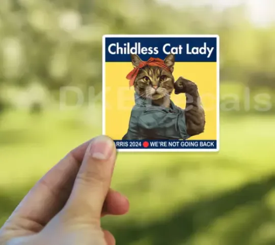 Discover KAMALA HARRIS 2024 - Childless Cat Lady - Vinyl Sticker