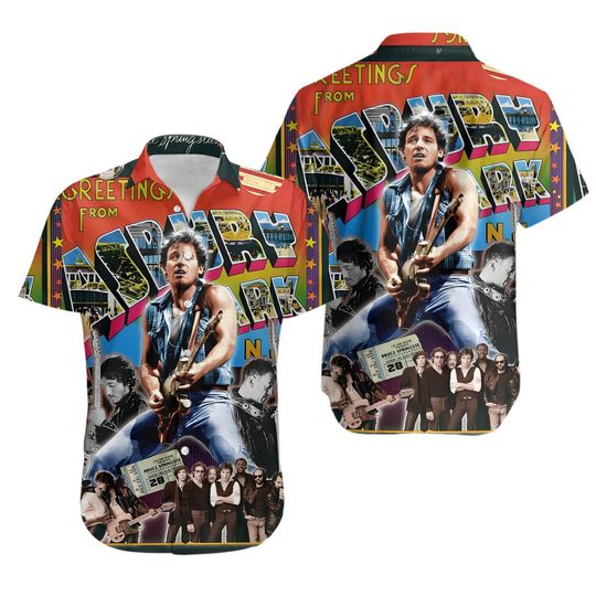 Discover Bruce Springsteen Hawaiian Shirt Greetings From Asbury Park
