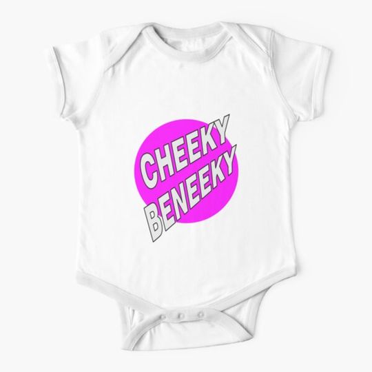 Discover Cheeky Beneeky, White Bold Font on Pink Circle