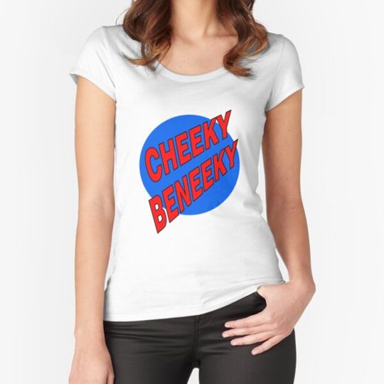 Discover Cheeky Beneeky, Red Bold Font on Blue Circle
