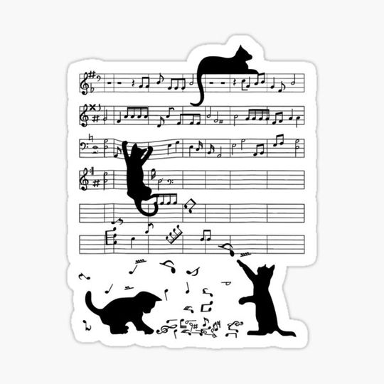 Discover Cute Cat Kitty Playing Music Note Clef