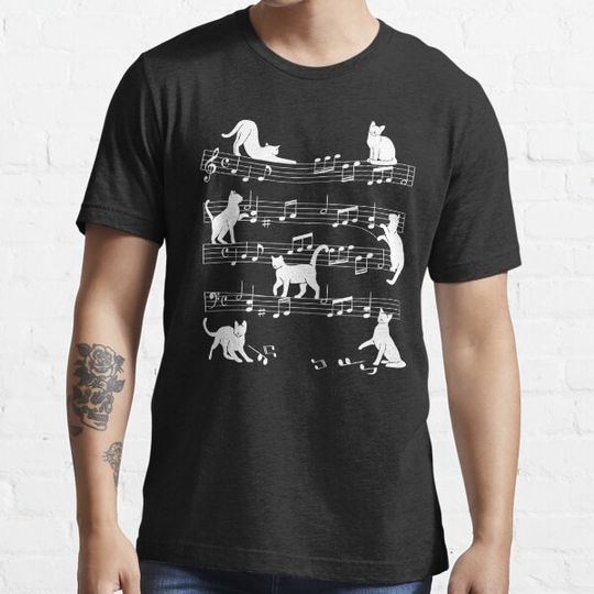 Discover Cute Cat Kitty Playing Music Note Clef Musician Gift